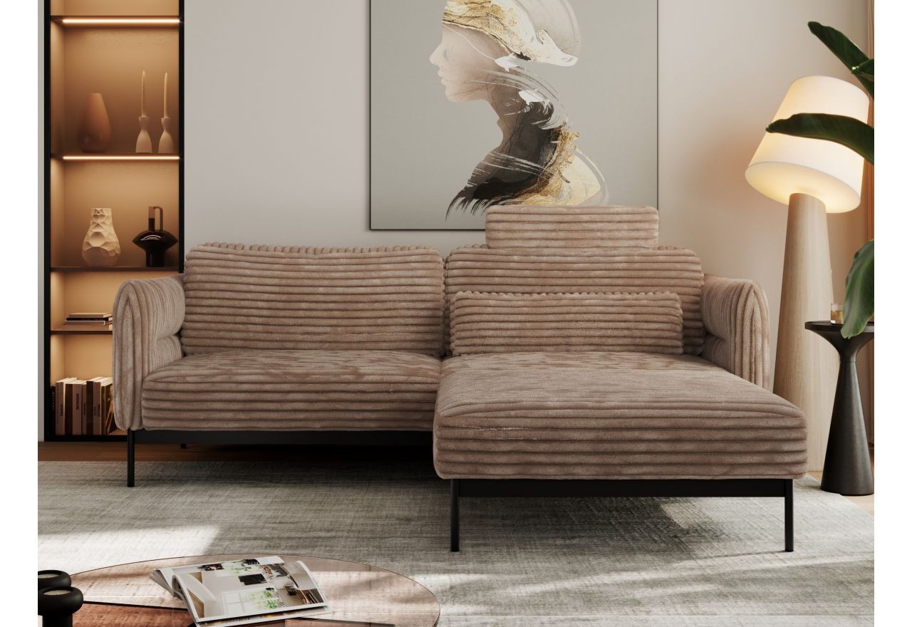 Narożnik SALENTO L - uniwersalny - brązowy, sztruks