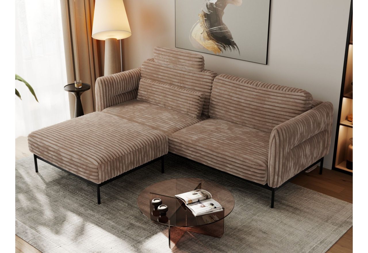 Narożnik SALENTO L - uniwersalny - brązowy, sztruks