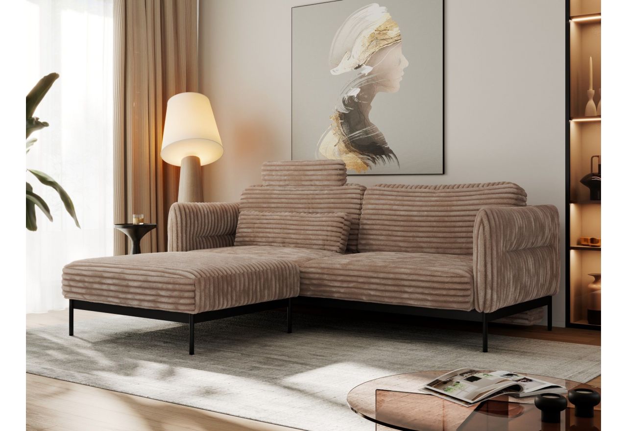 Narożnik SALENTO L - uniwersalny - brązowy, sztruks