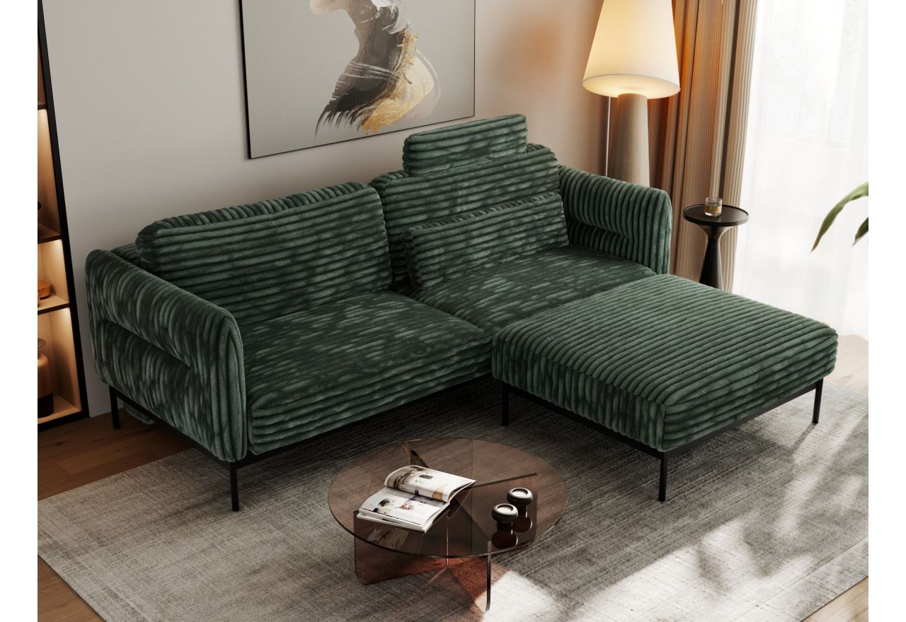 Narożnik SALENTO L - uniwersalny - ciemnozielony, sztruks