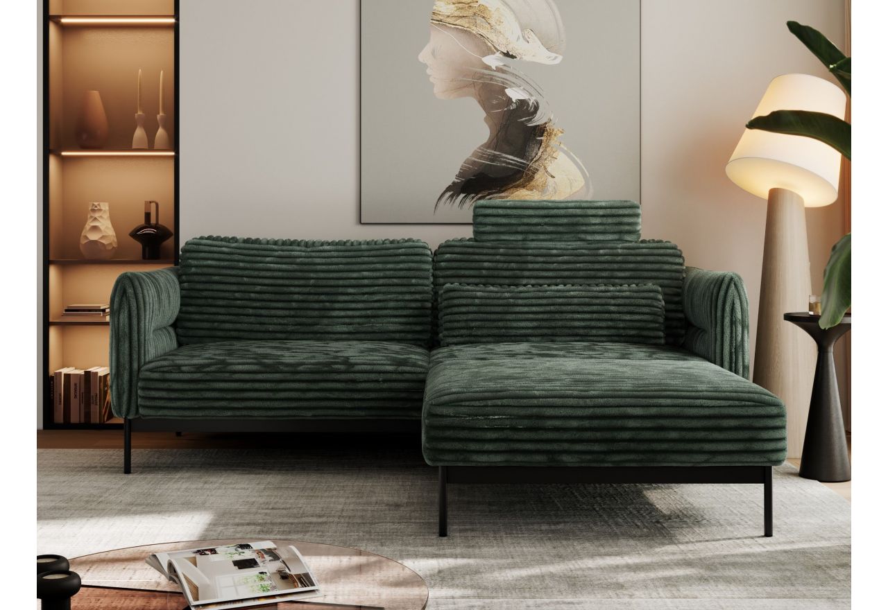 Narożnik SALENTO L - uniwersalny - ciemnozielony, sztruks