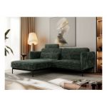 Narożnik SALENTO L - uniwersalny - ciemnozielony, sztruks