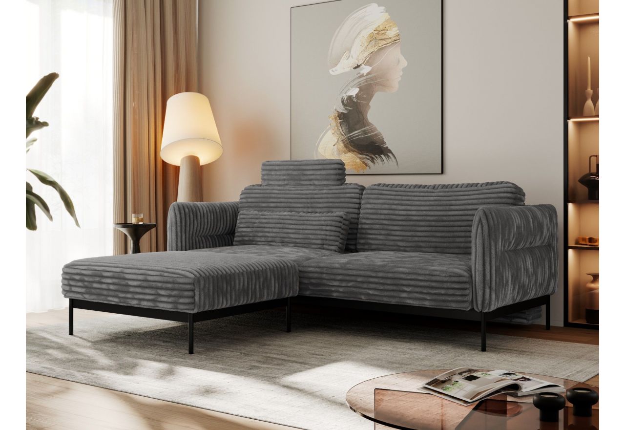 Narożnik SALENTO L - uniwersalny - szary, sztruks