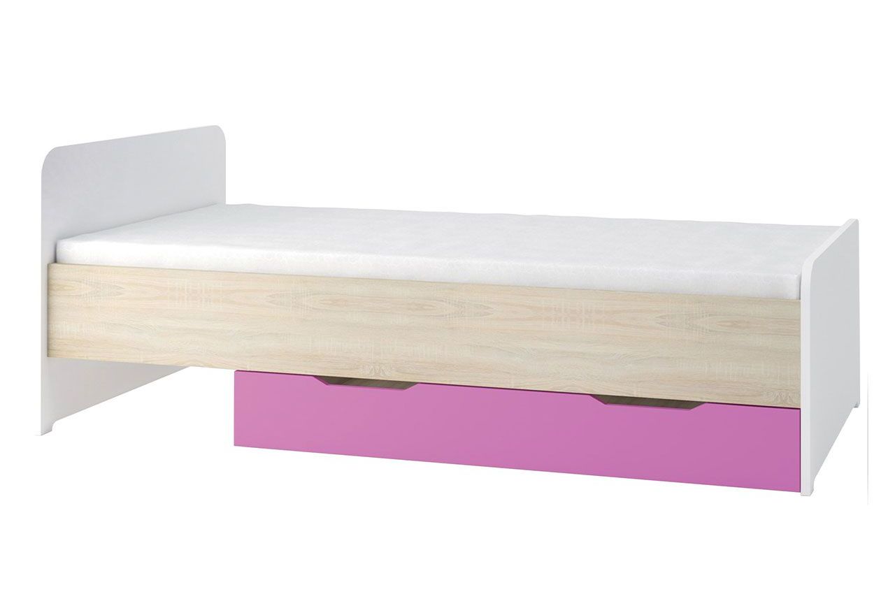 Pojedyncze łóżko 90x200 w eleganckim stylu z opcją wyboru materaca - TUNGA II Dąb Sonoma / Krokus