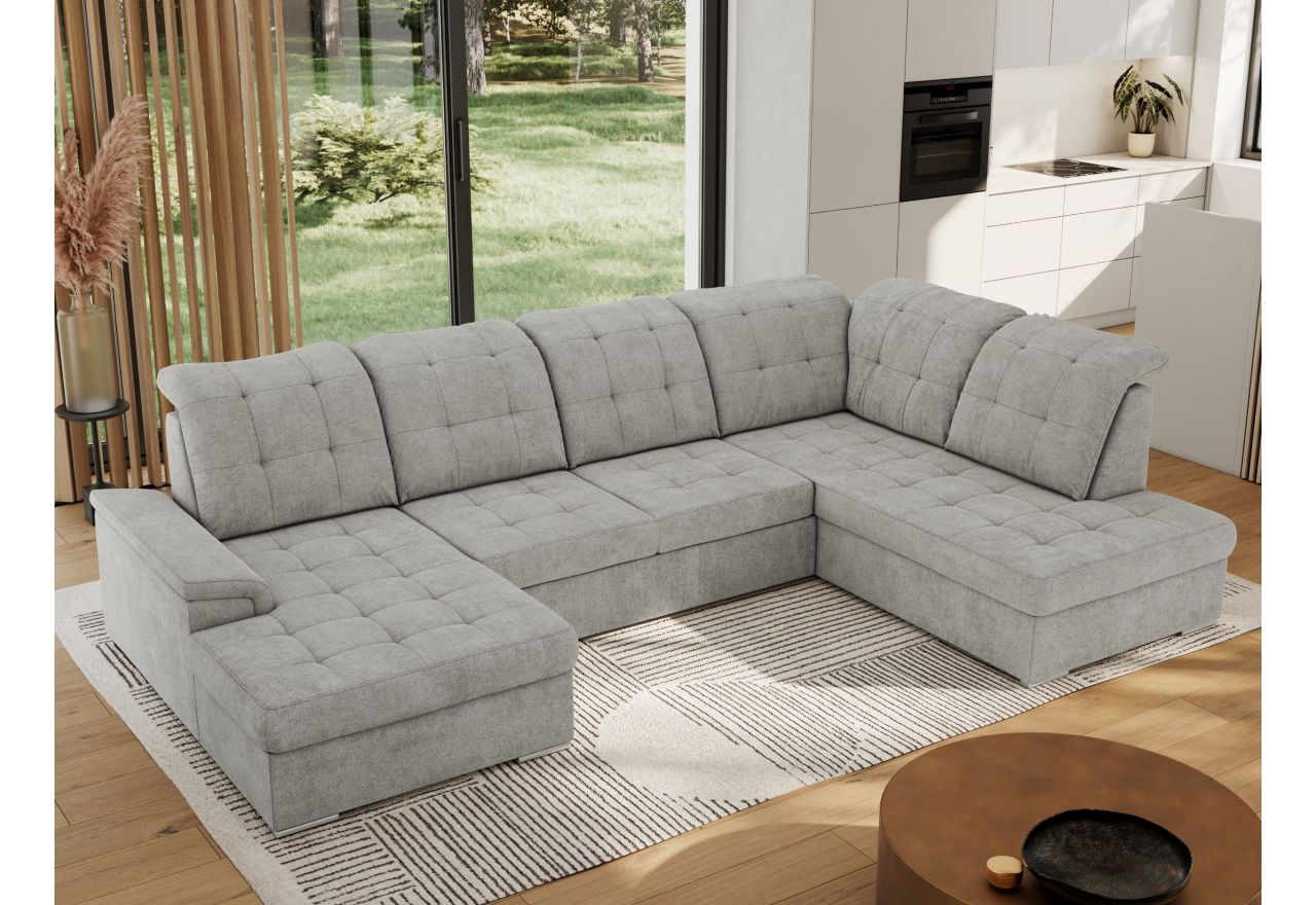 Narożnik MADRITO U - strona prawa - jasnoszary, struktura