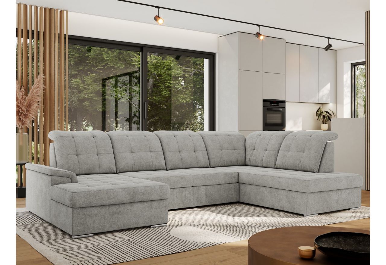 Narożnik MADRITO U - strona prawa - jasnoszary, struktura