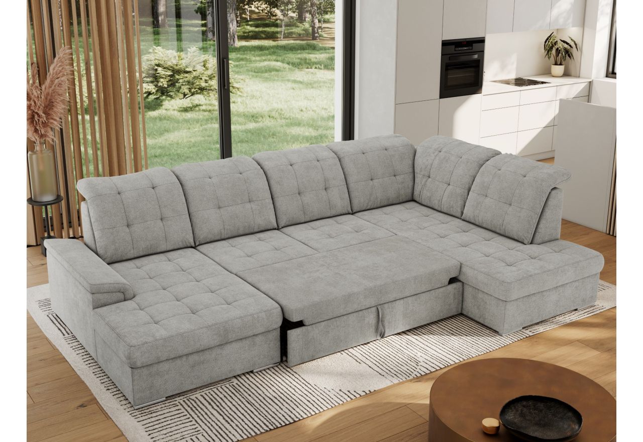 Narożnik MADRITO U - strona prawa - jasnoszary, struktura