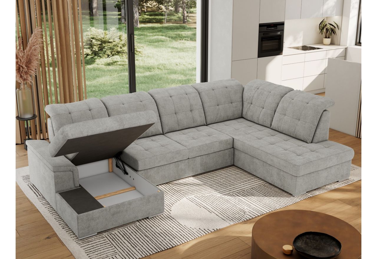 Narożnik MADRITO U - strona prawa - jasnoszary, struktura