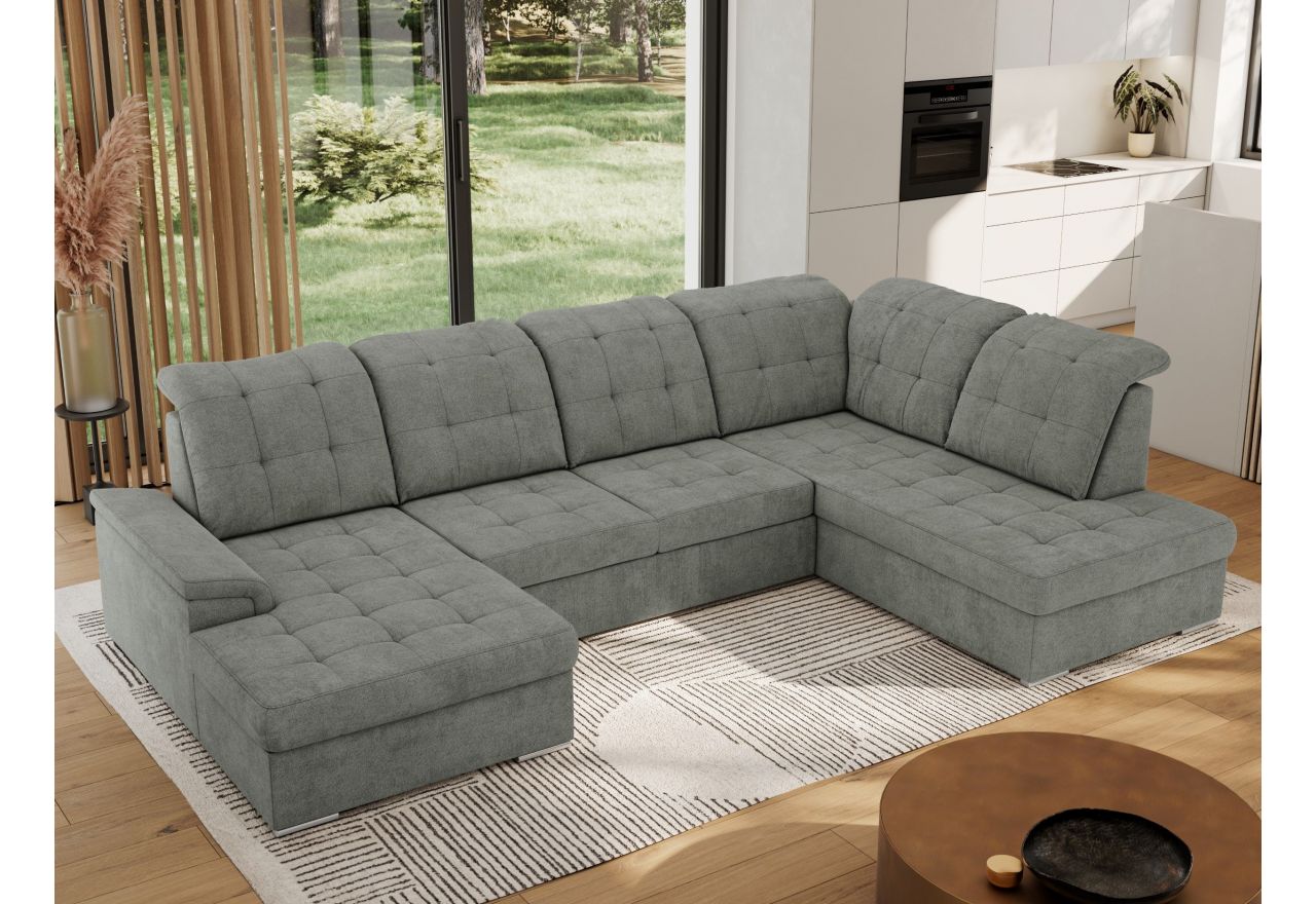 Narożnik MADRITO U - strona prawa - szary, struktura