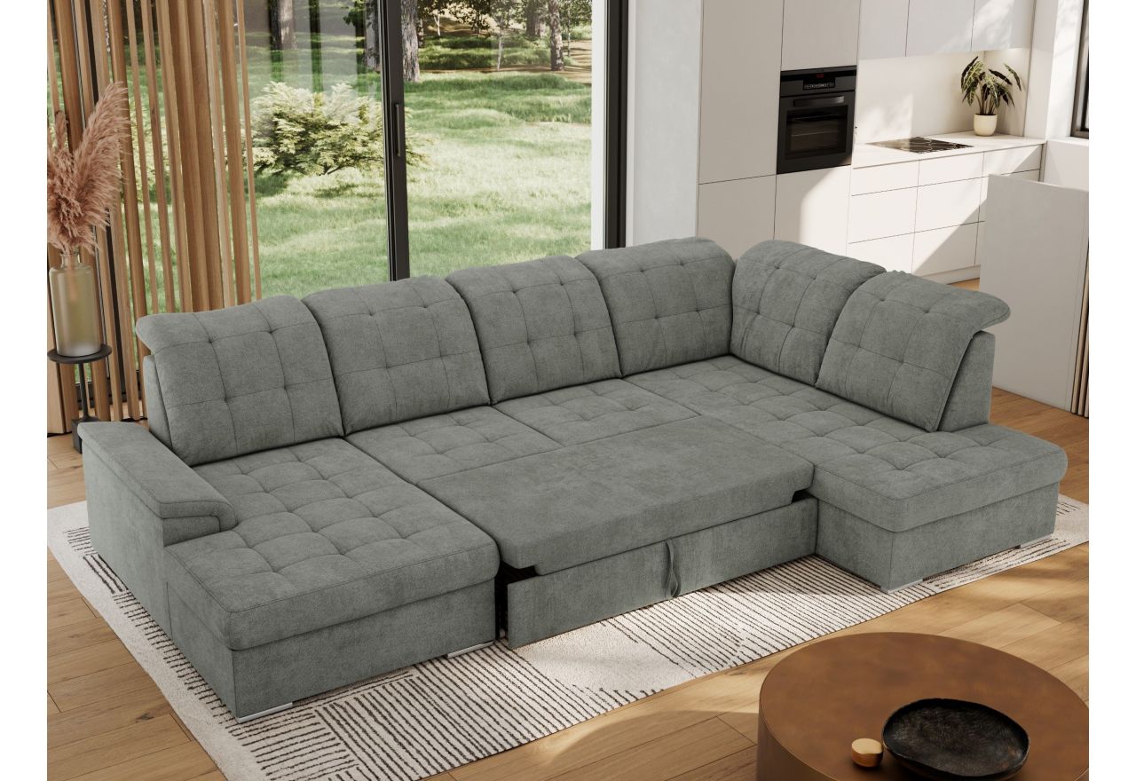 Narożnik MADRITO U - strona prawa - szary, struktura