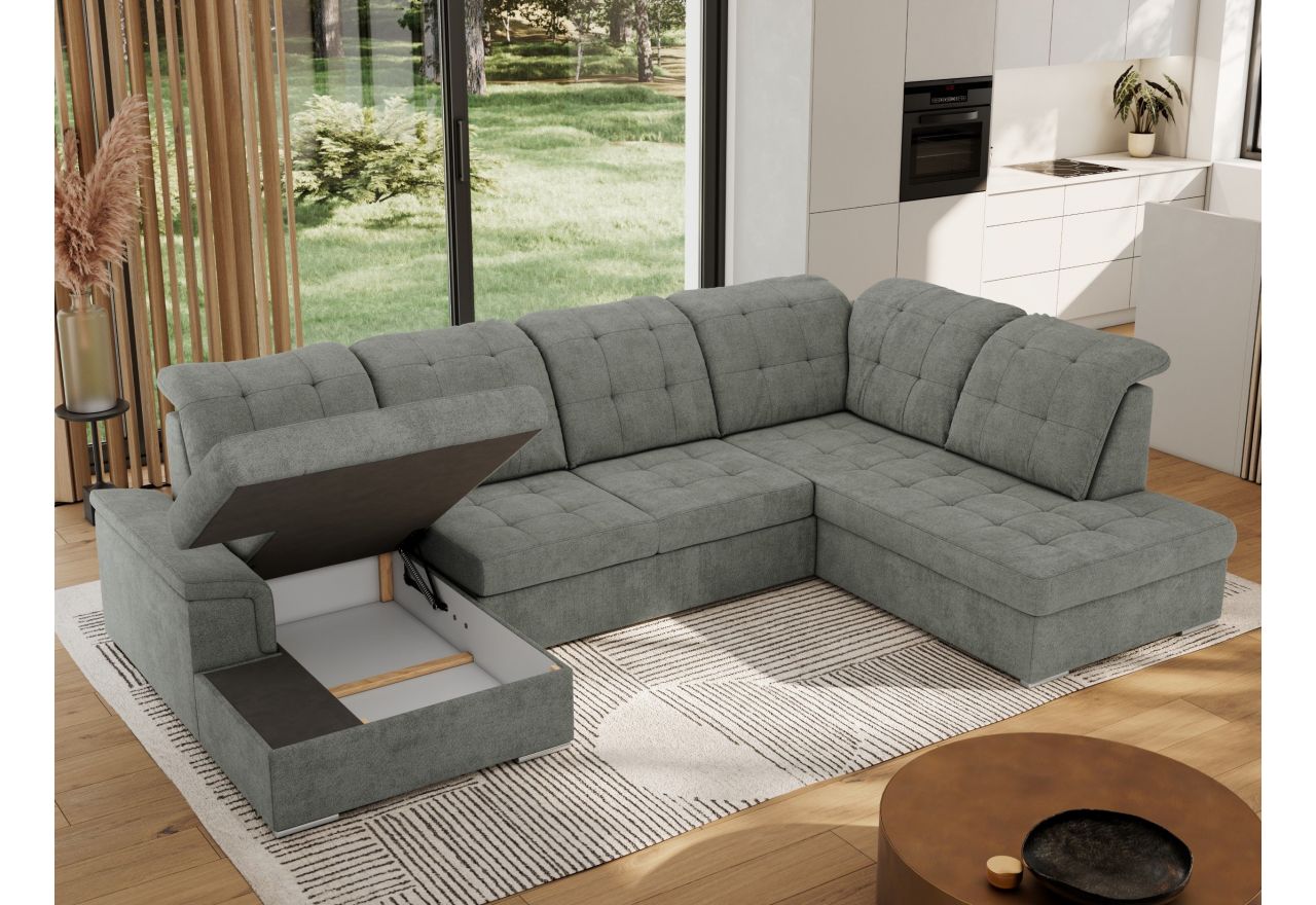 Narożnik MADRITO U - strona prawa - szary, struktura