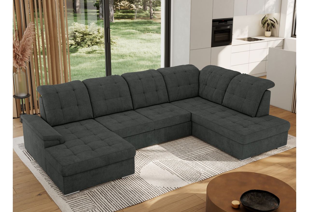 Narożnik MADRITO U - strona prawa - ciemnoszary, struktura