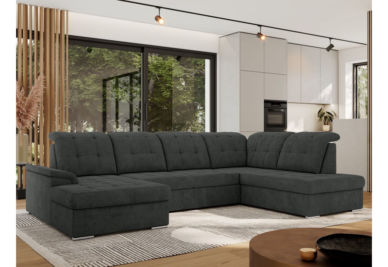 Narożnik MADRITO U - strona prawa - ciemnoszary, struktura