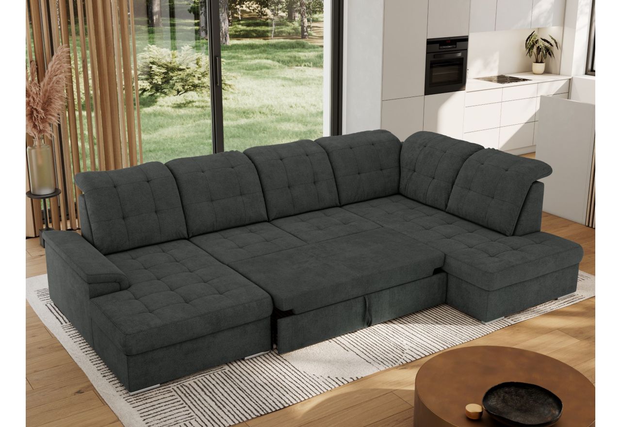 Narożnik MADRITO U - strona prawa - ciemnoszary, struktura