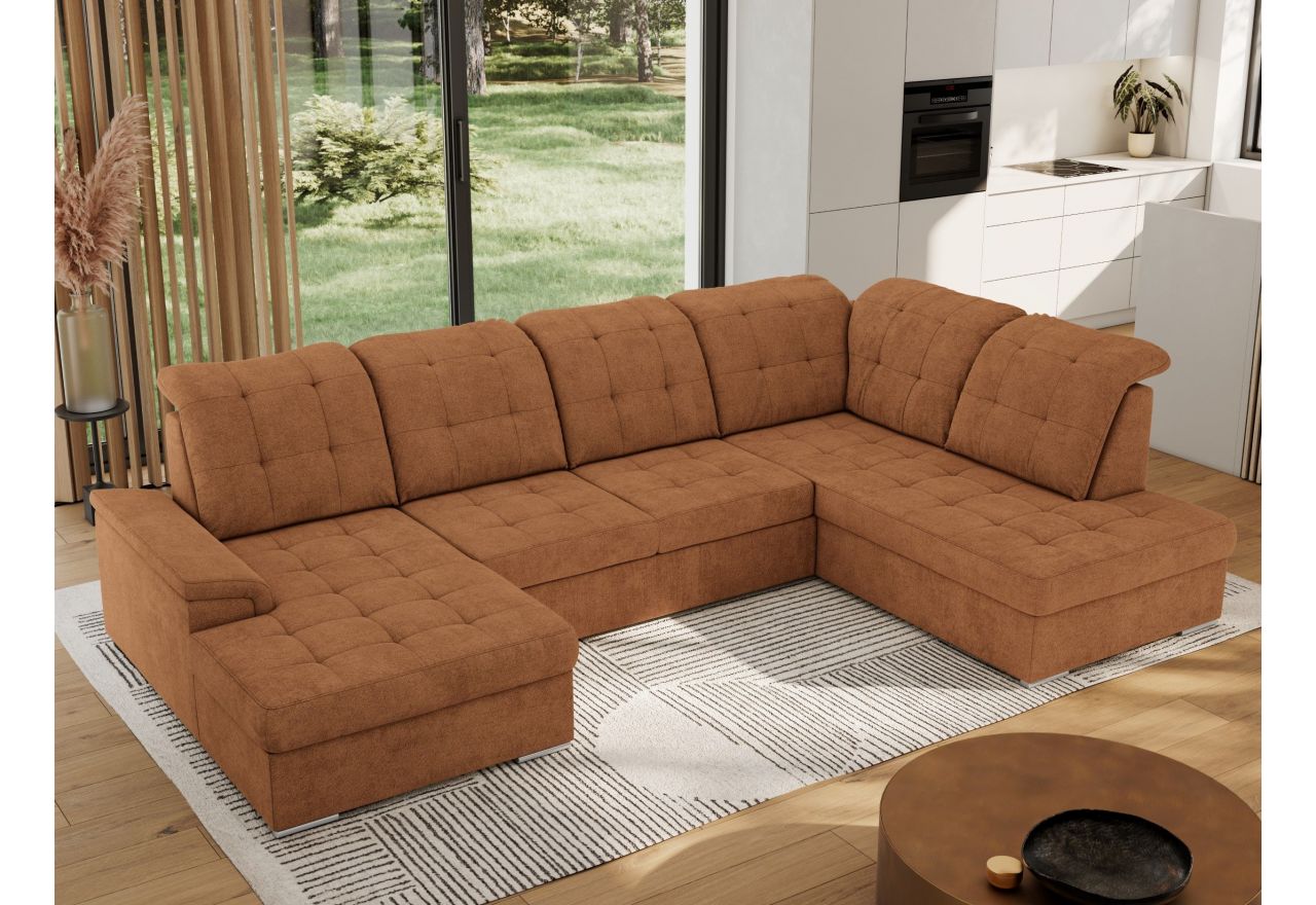 Narożnik MADRITO U - strona prawa - pomarańczowy, struktura