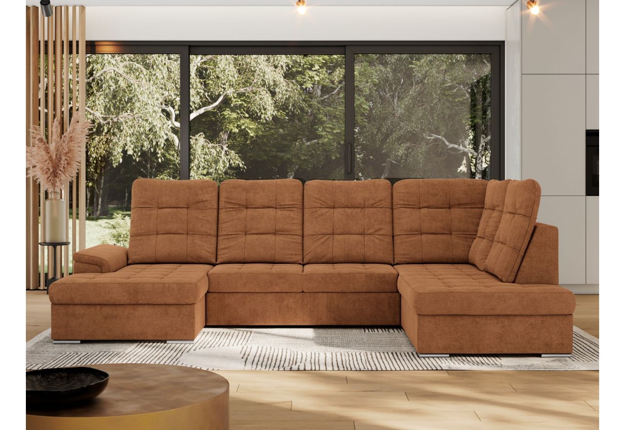 Narożnik MADRITO U - strona prawa - pomarańczowy, struktura