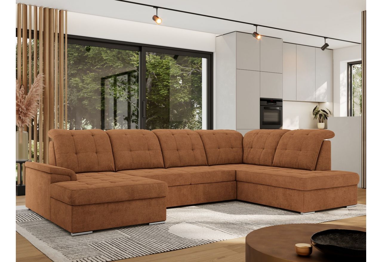 Narożnik MADRITO U - strona prawa - pomarańczowy, struktura