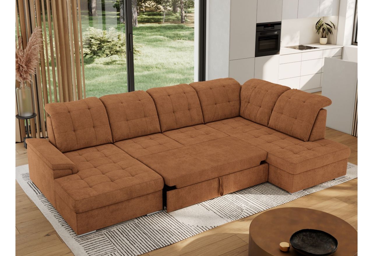 Narożnik MADRITO U - strona prawa - pomarańczowy, struktura