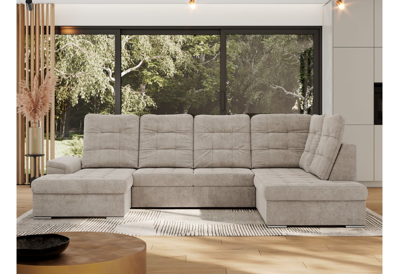 Narożnik MADRITO U - strona prawa - beżowy, struktura