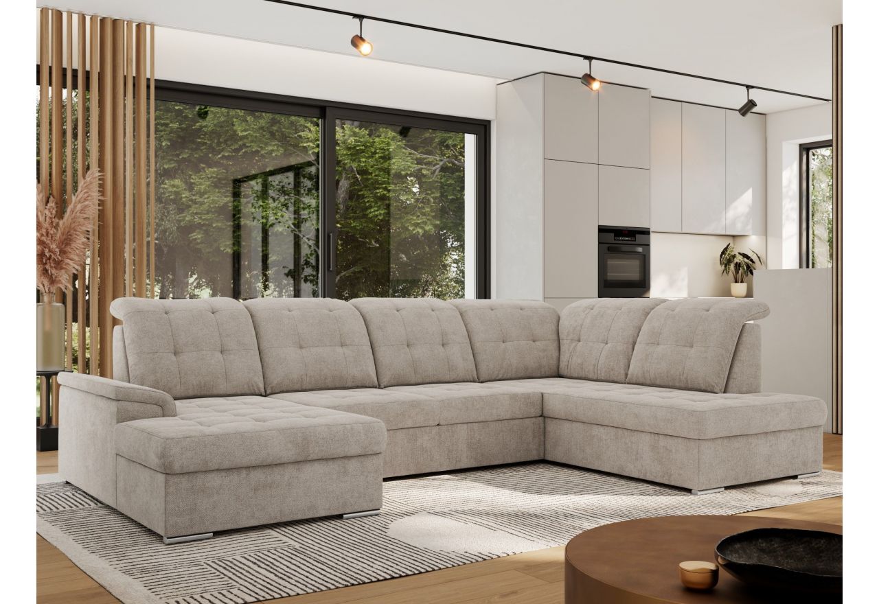 Narożnik MADRITO U - strona prawa - beżowy, struktura