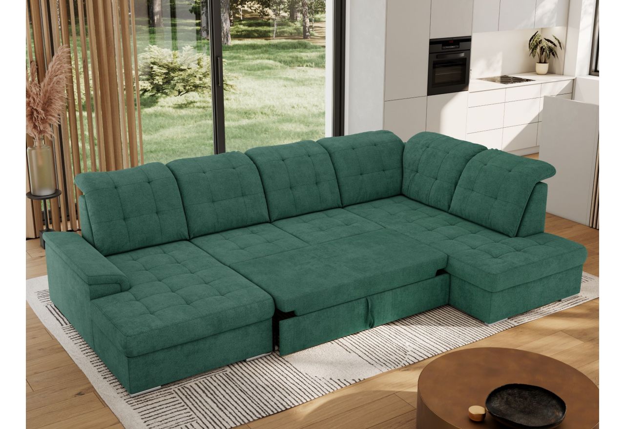 Narożnik MADRITO U - strona prawa - zielony, struktura