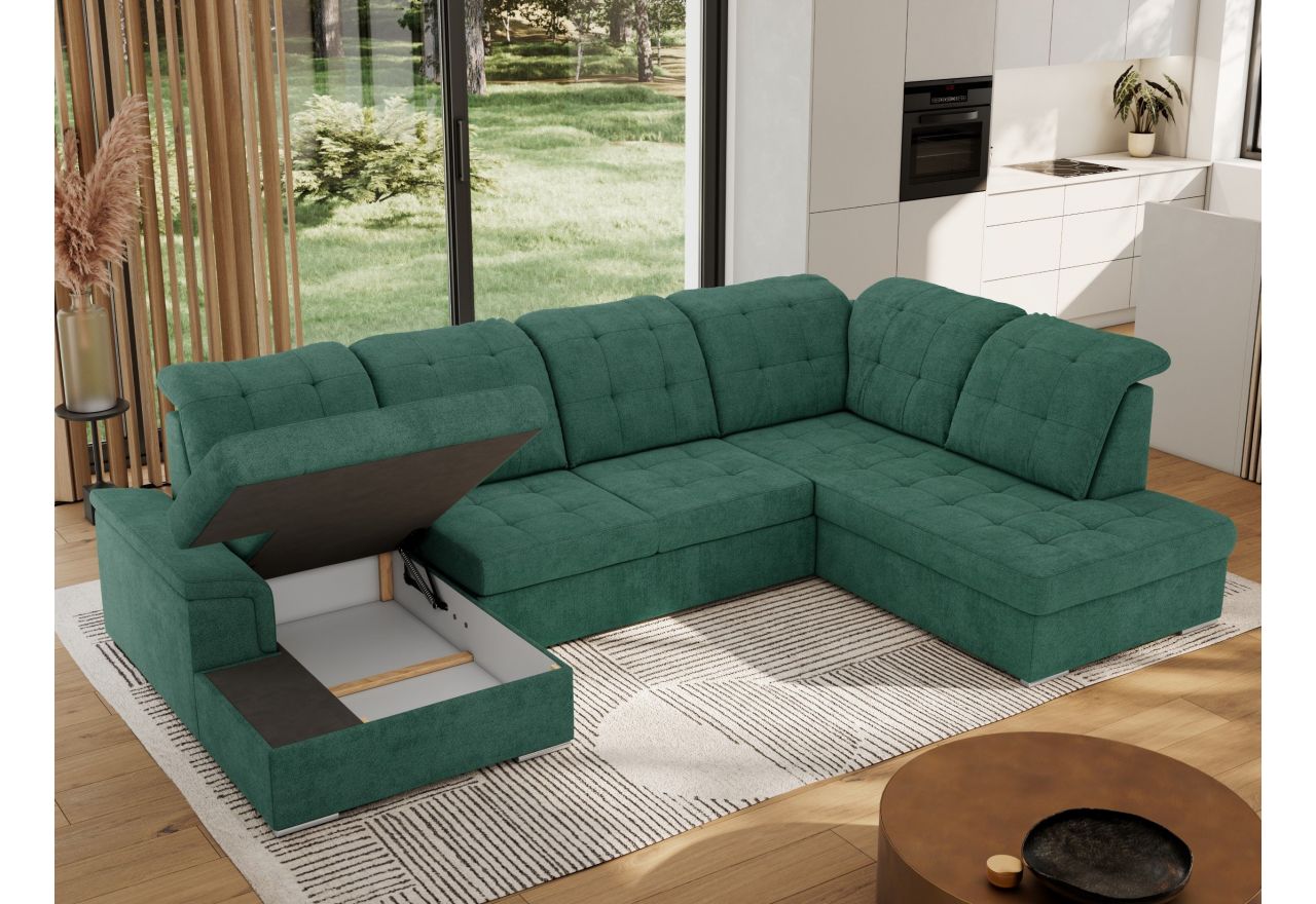 Narożnik MADRITO U - strona prawa - zielony, struktura