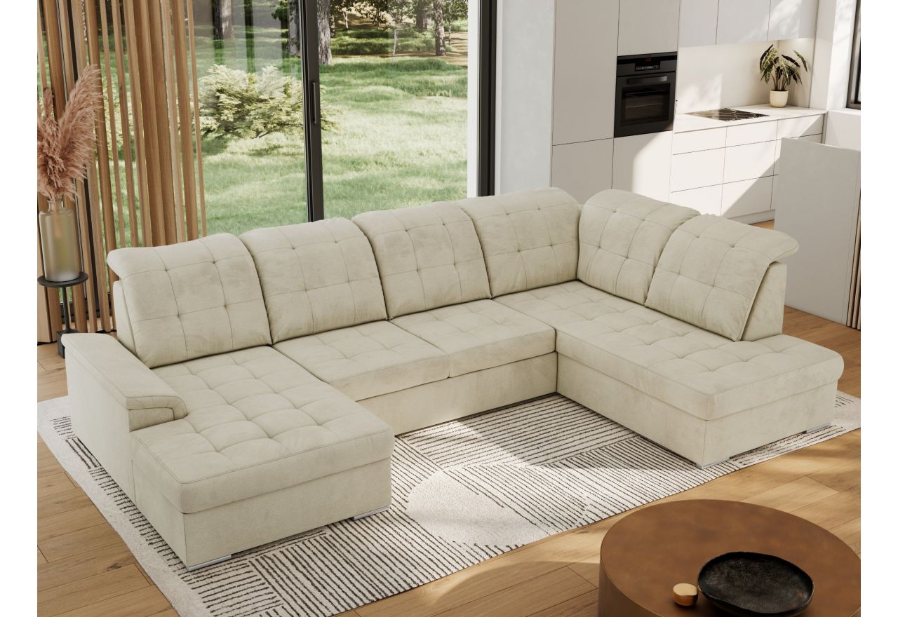 Narożnik MADRITO U - strona prawa - beżowy, welwet