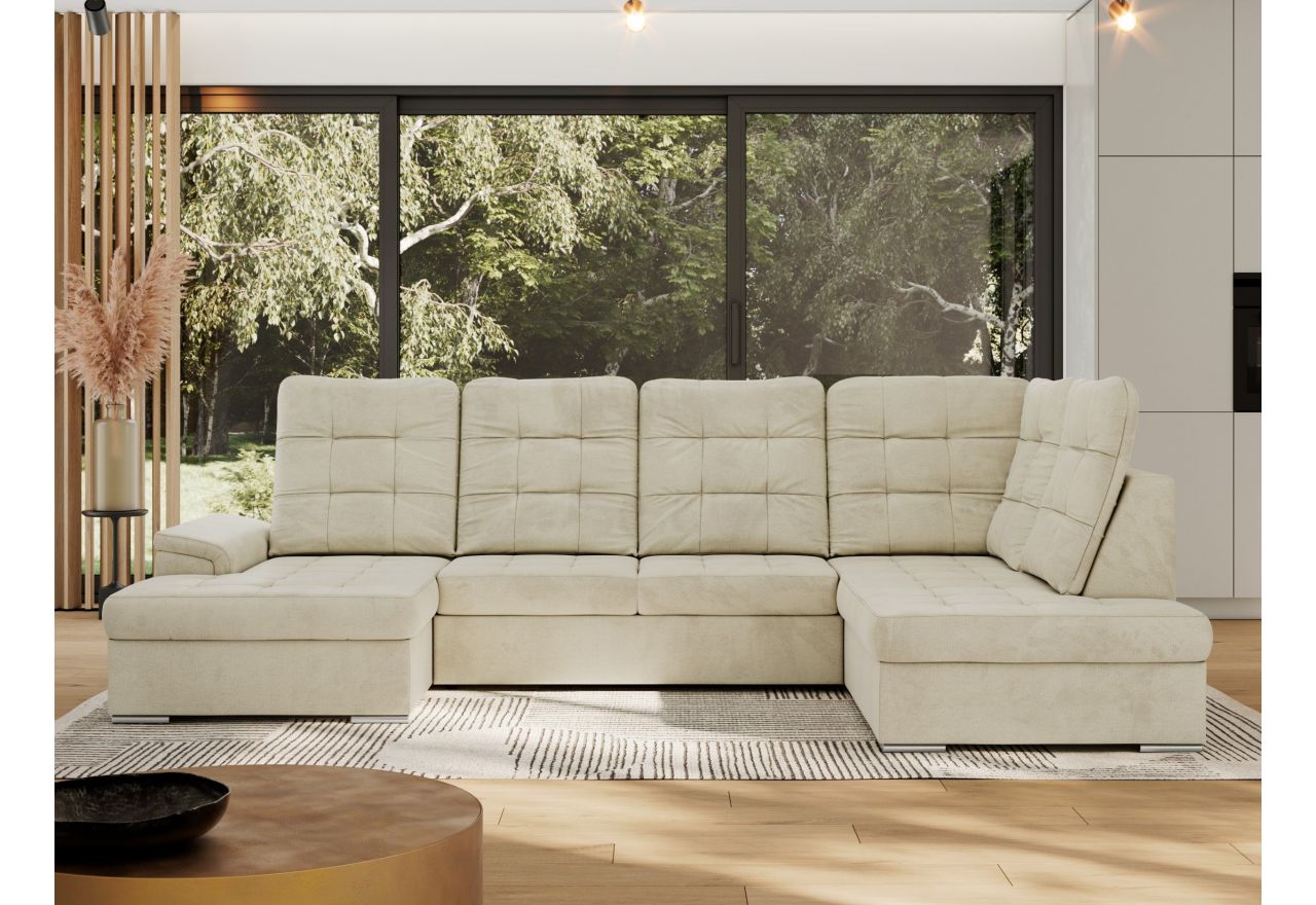 Narożnik MADRITO U - strona prawa - beżowy, welwet