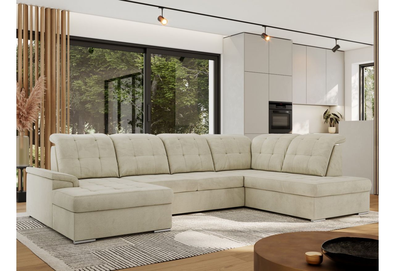 Narożnik MADRITO U - strona prawa - beżowy, welwet