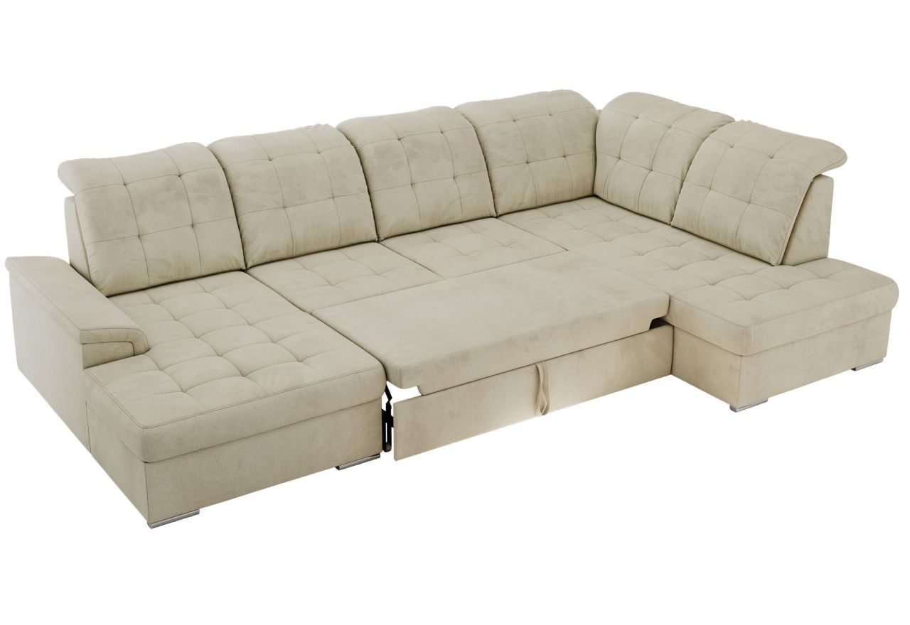 Narożnik MADRITO U - strona prawa - beżowy, welwet