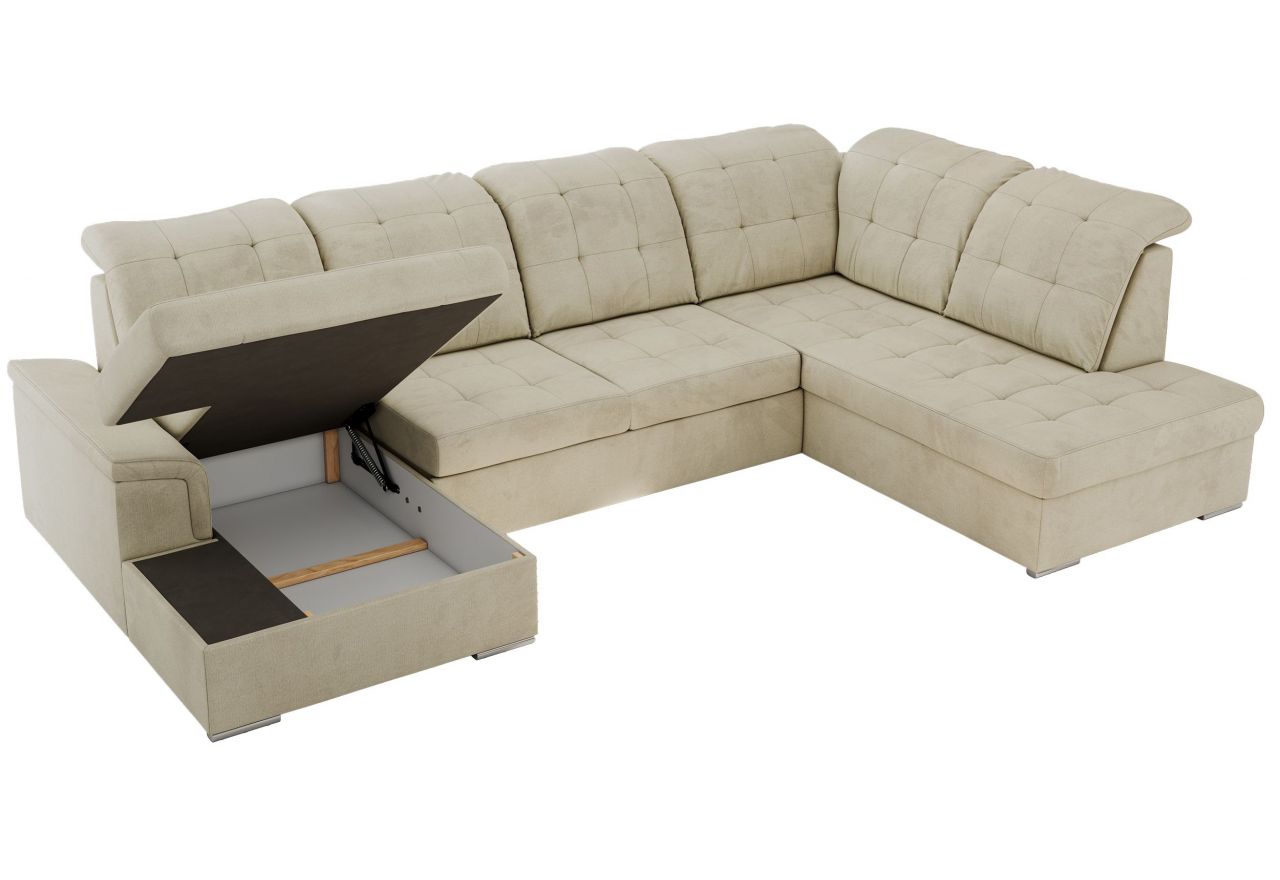 Narożnik MADRITO U - strona prawa - beżowy, welwet