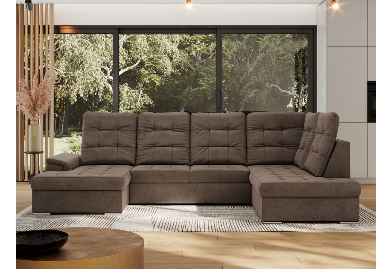 Narożnik MADRITO U - strona prawa - brązowy, welwet