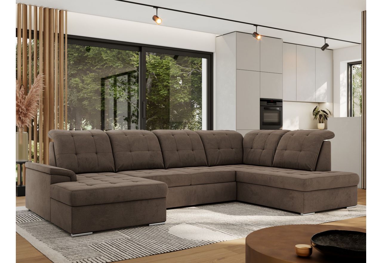 Narożnik MADRITO U - strona prawa - brązowy, welwet