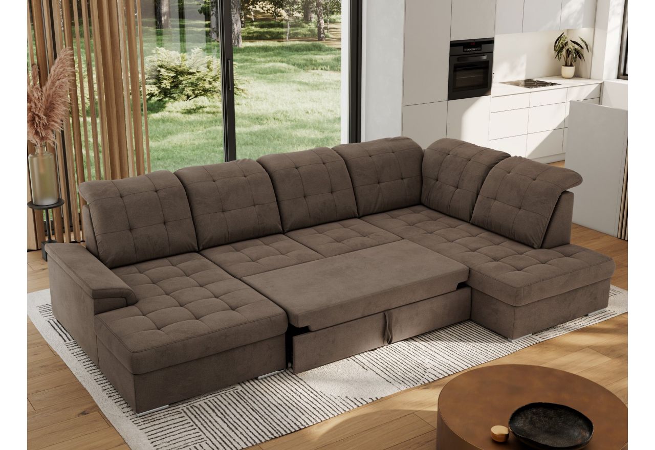 Narożnik MADRITO U - strona prawa - brązowy, welwet