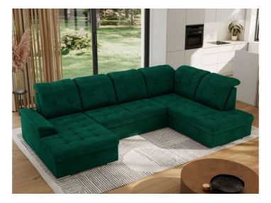 Narożnik MADRITO U - strona prawa - ciemnozielony, welwet