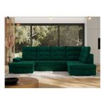 Narożnik MADRITO U - strona prawa - ciemnozielony, welwet