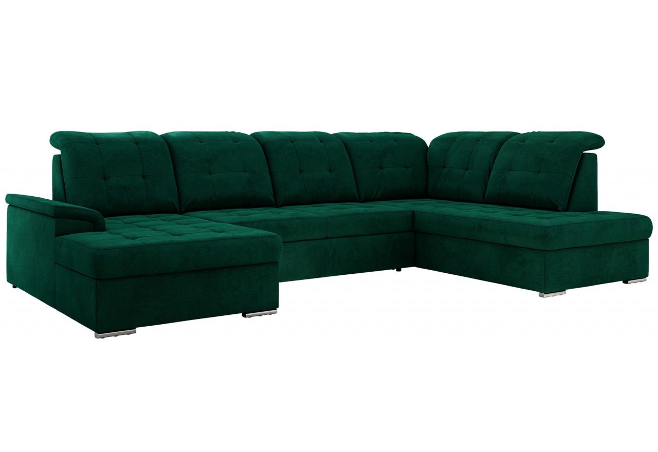 Narożnik MADRITO U - strona prawa - ciemnozielony, welwet
