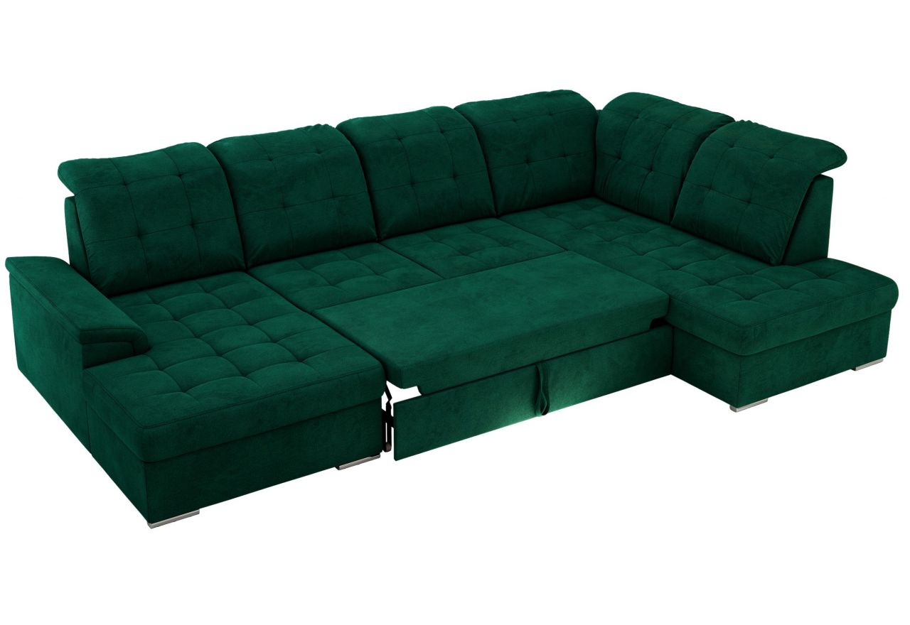 Narożnik MADRITO U - strona prawa - ciemnozielony, welwet