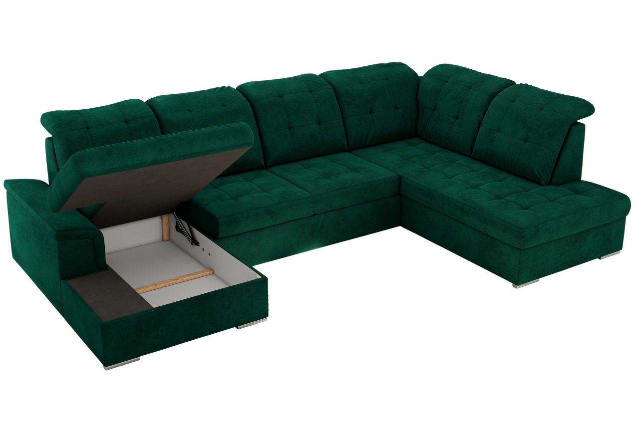 Narożnik MADRITO U - strona prawa - ciemnozielony, welwet