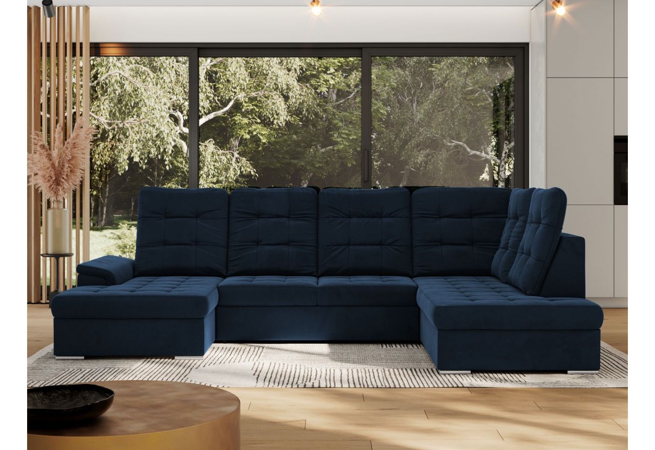 Narożnik MADRITO U - strona prawa - ciemnoniebieski, welwet