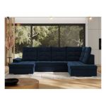 Narożnik MADRITO U - strona prawa - ciemnoniebieski, welwet