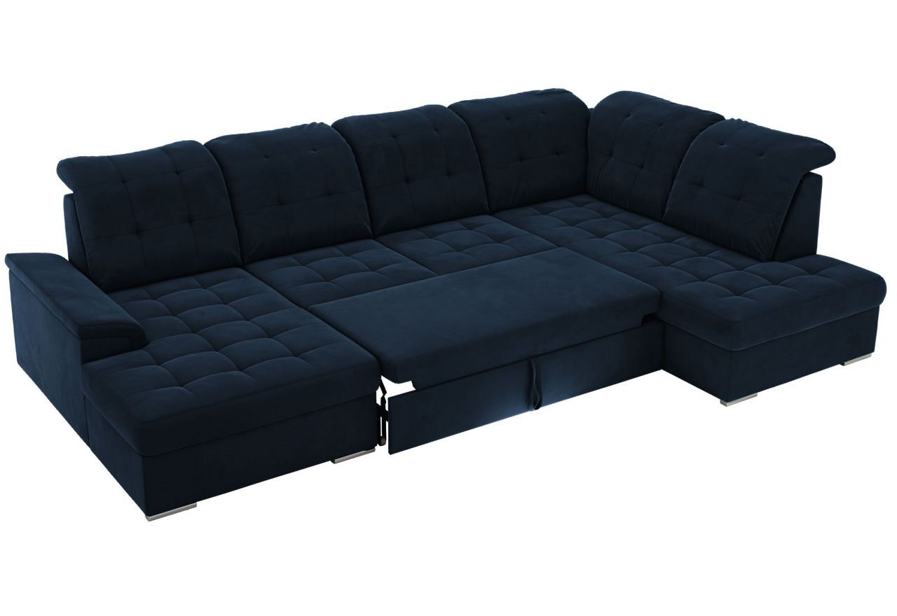 Narożnik MADRITO U - strona prawa - ciemnoniebieski, welwet