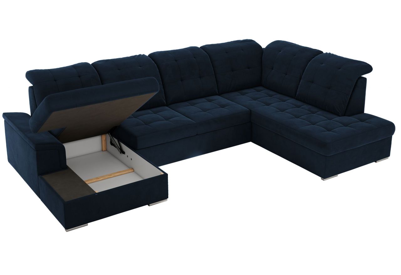 Narożnik MADRITO U - strona prawa - ciemnoniebieski, welwet