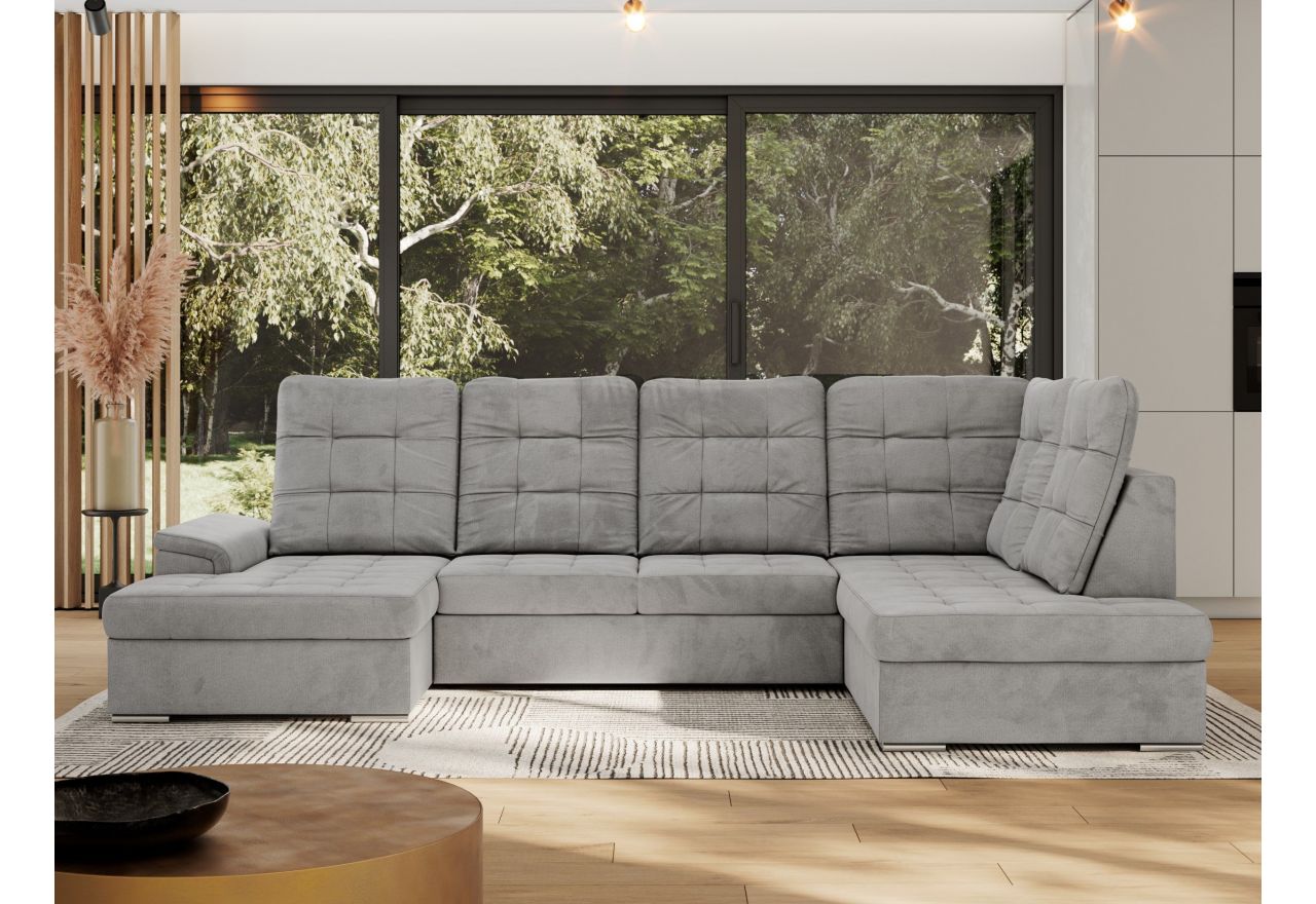 Narożnik MADRITO U - strona prawa - jasnoszary, welwet