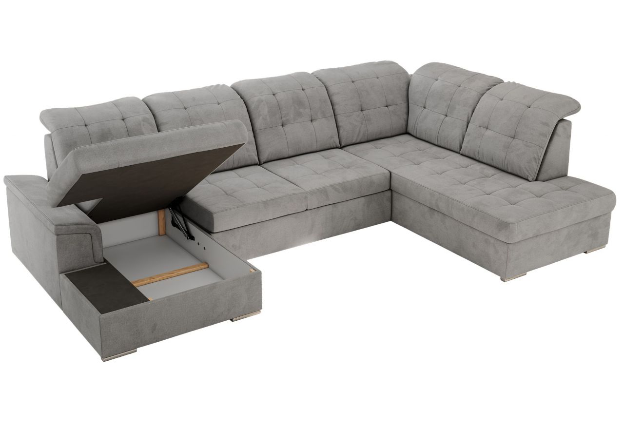Narożnik MADRITO U - strona prawa - jasnoszary, welwet