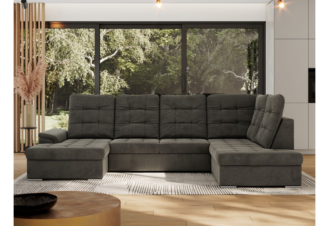 Narożnik MADRITO U - strona prawa - ciemnoszary, welwet