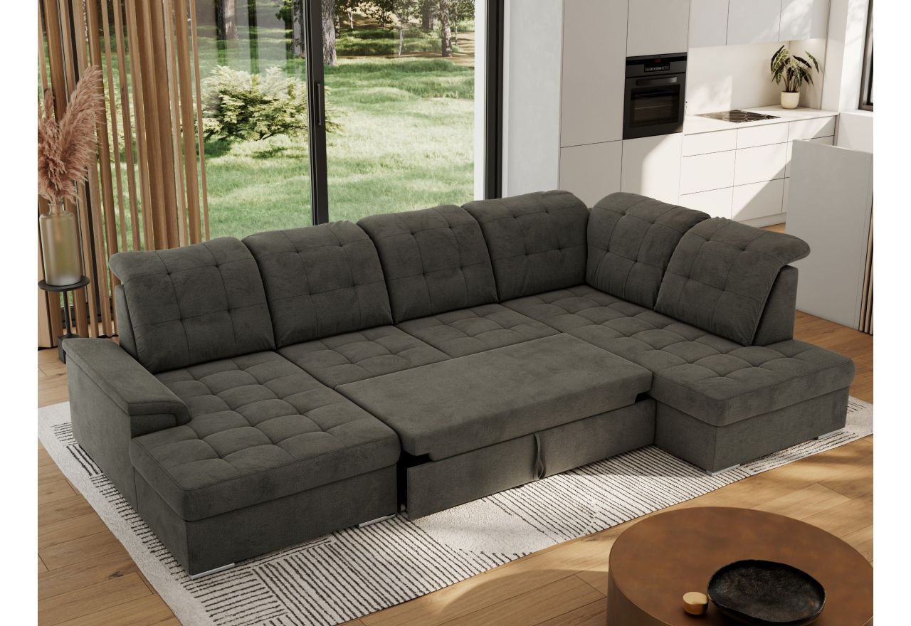 Narożnik MADRITO U - strona prawa - ciemnoszary, welwet