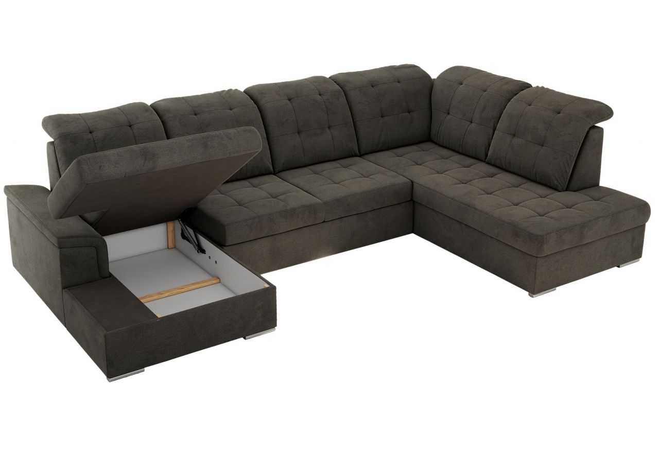 Narożnik MADRITO U - strona prawa - ciemnoszary, welwet