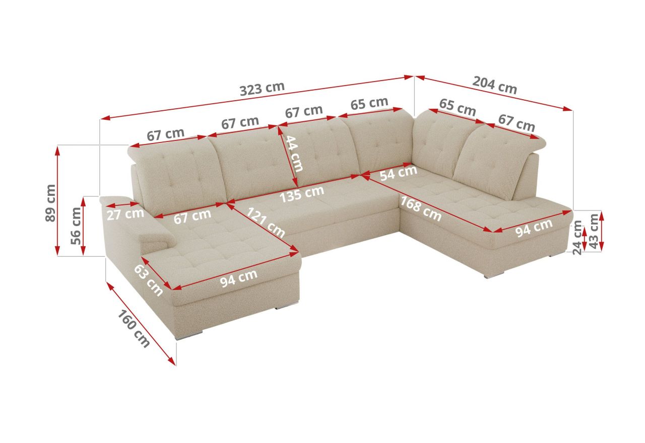 Narożnik MADRITO U - strona prawa - beżowy, boucle