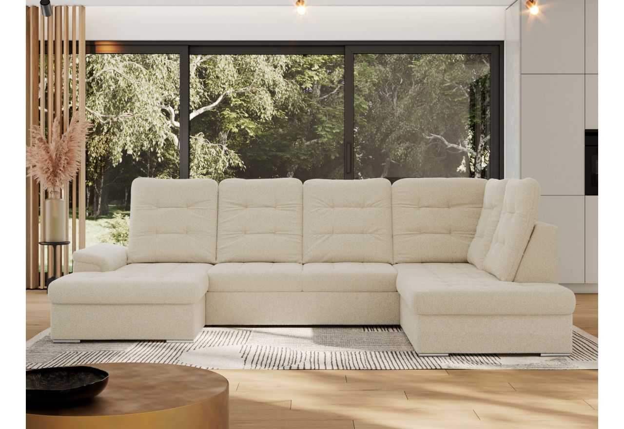 Narożnik MADRITO U - strona prawa - beżowy, boucle